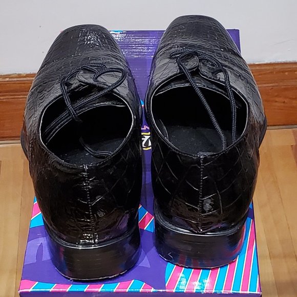 Black patent oxford crocodile imitation shoes - Picture 4 of 5
